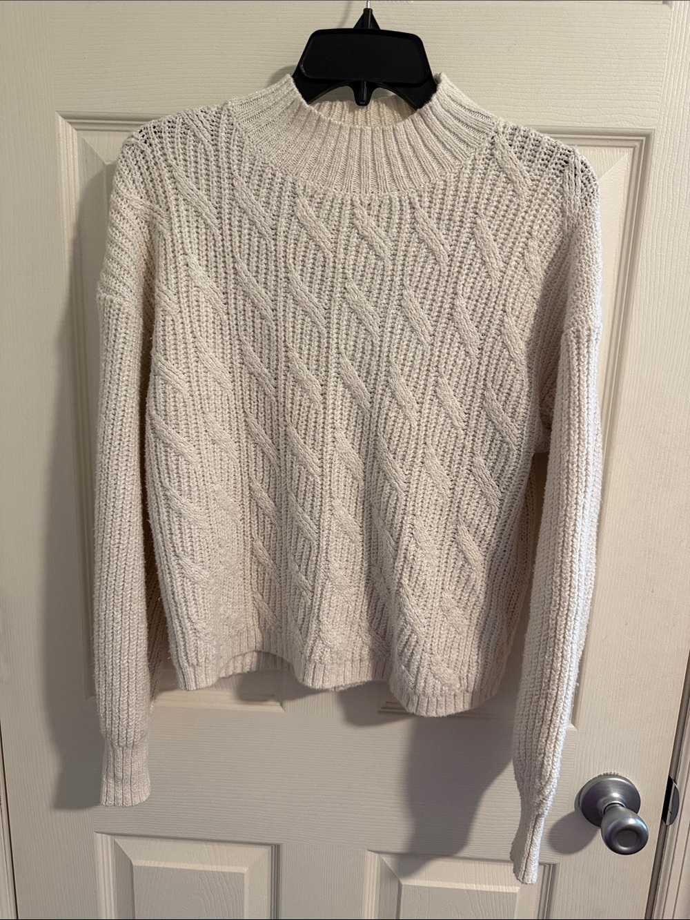 J. Crew Cream Cable Mock Neck Sweater